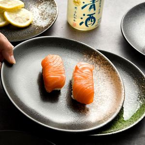 Japanese Retro Style <b>Ceramic</b> Dinner <b>Plates</b> for Restaurant 6/7/8/9/10 Inch Wholesale Round Dessert BBQ Pasta <b>Plate</b> - Product Image 4