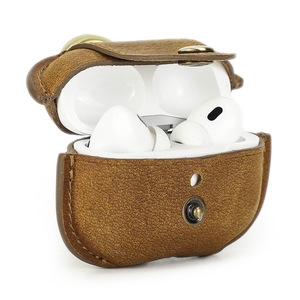 Étui <span class=keywords><strong>de</strong></span> protection en cuir Crazy Horse <span class=keywords><strong>avec</strong></span> porte-clés pour écouteurs Apple <span class=keywords><strong>AirPods</strong></span> 1 2 3 <span class=keywords><strong>AirPods</strong></span> Pro 2 sans <span class=keywords><strong>fil</strong></span> - Product Image 1