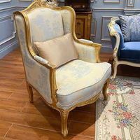 Chaise de salle à manger en bois massif vintage de style français Design de livre en détresse Fauteuil de palais en tissu de soie de luxe pour le salon