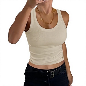 Camiseta sin mangas de punto sólido de calidad premium personalizada para mujer, informal, transpirable, de spandex y poliéster, para mujer - Product Image 4