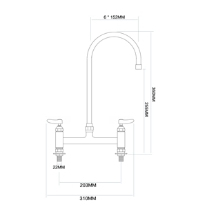 Robinet de cuisine professionnel en laiton chromé à double poignée, économie d'eau, débit élevé, bec pivotant - Product Image 2