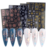 Autocollants 3D nouvel an de noël pour Nail Art, autocollant de flocon de neige de feu de noël