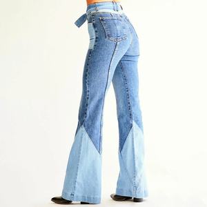 Pantalones Vaqueros Acampanados de Cintura Alta Estilo Vintage para Mujer, con Cinturón de Dos Tonos, Estilo Casual, Jeans Holgados para Mujer, Precio de Fábrica - Product Image 3