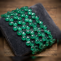 Cristaux RozRin, perles de cristal vert émeraude facettées, motif géométrique poli, décoration artisanale pour la maison, style classique HDBDS-17 Gujarat