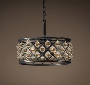 <b>Industrial</b> Pendant Lights Home Hotel Vintage Metal Led Crystal Mesh Black <b>Chandelier</b> Lighting - Product Image 5