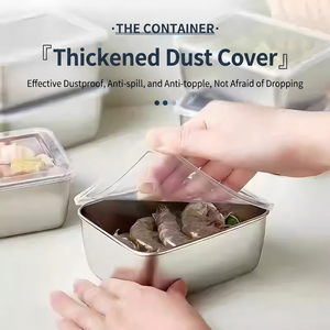 Aluminum Solid Color Durable Food Storage Container Rectangle Plastic Lid Microwaveable <b>Lunch</b> <b>Box</b> Dropshipping - Product Image 2