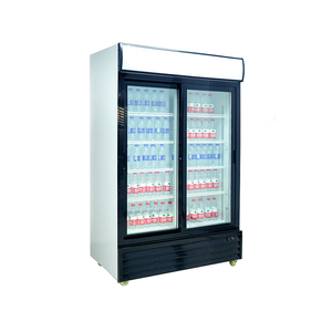 Wholesale Cooler Tall Two Door Glass Display Cabinets Professional Refrigerator