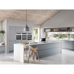 Meubles de cuisine sur mesure en gros d'usine, design moderne, armoires de cuisine en bois mélaminé, armoires de cuisine haut de gamme avec îlot - Product Image 6