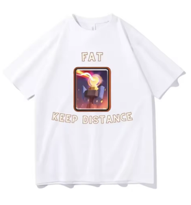 T-shirt pour femme Fat Keep Distance, surdimensionné, blague humoristique, cadeau pour lui et elle, mèmes mignons Kawaii - Product Image 2
