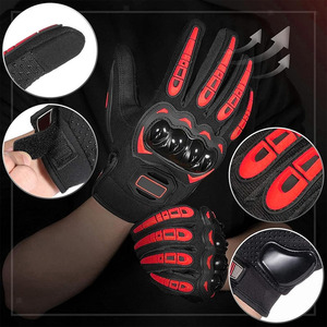 Gants de moto en cuir de vachette véritable pour homme et femme, gants de course tout-terrain à doigts entiers, gants personnalisés pour motards - Product Image 2