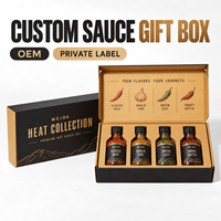 Boîte cadeau de sauce piquante à marque privée, quatre bouteilles, emballage personnalisé en carton imprimé