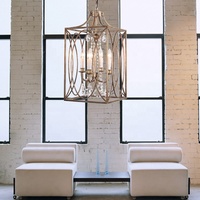 Nouveau design lustre en cristal carré en fer suspendu, lumière de ventilateur