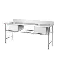 Évier de cuisine sur pied pour Restaurant Malaisie Bols simples Table d'évier commercial en acier inoxydable avec égouttoir Usine
