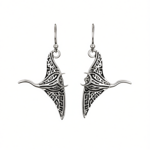 E3946 Orecchini Pendenti a Forma di Ali in Argento Anticato, Argento Sterling 925, Gioielli Vintage da Donna per Uso Quotidiano - Product Image 1