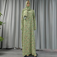 Nouvelle Abaya Longue en Tissu Rayonne Coton Imprimé Floral OEM, Robe Musulmane Modeste avec Voile, Kaftan Femme, Vêtement Jilbab de Dubaï
