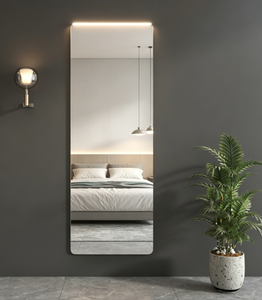 Espejo de Pared LED con Marco de Aleación de Aluminio, Diseño Art Deco, Superficie de Vidrio, Borde Iluminado, para Uso Doméstico - Product Image 2