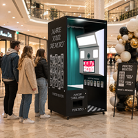 Machine Photobooth en Bois avec Imprimante et Appareil Photo Reflex Numérique pour iPad et Smartphones, Écran Tactile, Idéale pour Mariages, Événements et Locations de Fêtes