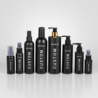 Flacon pompe en PEHD noir haut de gamme pour cosmétiques (lotion/shampoing) avec surface givrée, emballage en boîte, sérigraphie, pour soins de la peau