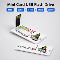 Clé USB promotionnelle mini format carte de crédit 32 Go en plastique, nouvelle impression de logo personnalisé, carte de visite cryptée, garantie 3 ans