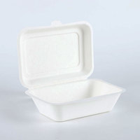 Boîte à lunch biodégradable jetable personnalisable de 600ml en bagasse écologique et micro-ondable