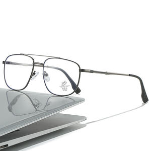 Occhiali firmati di fascia alta blu taglio a raggi blu uomini d'affari elasticità cerniera doppia barra ovale blu argento in 2025 ottico inossidabile - Product Image 2