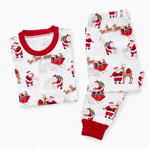 Conjuntos de pijamas de manga larga con estampado de renos de Papá Noel para la familia, ropa de casa navideña para padres e hijos - Product Image 6
