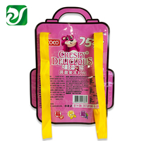 Nouveau design de sac à biscuits en plastique thermoscellé avec fenêtre latérale transparente pochette d'emballage en forme de sac d'école pour collation et gelée