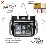 Sac fourre-tout Ita grande capacité avec fenêtre transparente en PVC, sac à bandoulière unisexe pour les sorties quotidiennes et les spectacles en direct, personnalisation OEM ODM