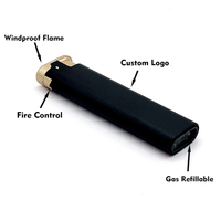 Briquet à cigare en plastique au gaz Butane de couleur mate avec Logo personnalisé, Rechargeable, coupe-vent et coupe-vent