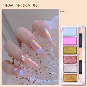 Poudre magique miroir solide 6 couleurs/ensemble pour la décoration des ongles, paillettes acryliques Aurora, poudre holographique chromée pour manucure - Product Image 4