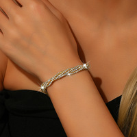 Nouveau bracelet élastique haut de gamme en strass avec bijoux plaqués argent personnalisés pour accessoires de mode féminins