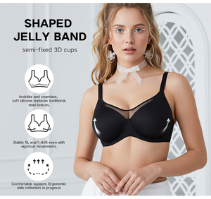 Soutien-gorge à armatures sans doublure, sexy, grandes tailles, pour femme de bureau, usage quotidien, transparent, fermeture dorsale, vente en gros - Product Image 4