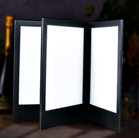 Restaurant Led Lumineux Menu Titulaire 3 Page En Cuir PU Light Up Menu Livre Couverture Pour Bar Boîte De Nuit