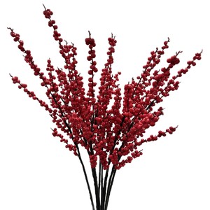 Bouquet de baies artificielles de houx Meng Jie, 90 cm, baies rouges, pour la décoration de la maison, salon, arrangements du Nouvel An - Product Image 5