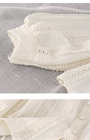 Vente en gros Chemise à col de poupée en tricot et dentelle pour femmes, hauts de chemise de couleur unie, chemise décontractée à la mode
