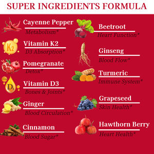 Prix de gros Poivre de Cayenne Aubépine Betterave Gingembre Supplément de Curcuma avec Vitamine <span class=keywords><strong>K2</strong></span> D3 Grenade Pépins de Raisin Tous - Product Image 3