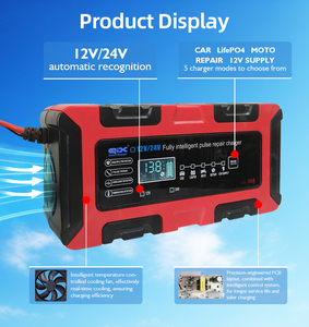 Chargeur de <span class=keywords><strong>batterie</strong></span> électrique intelligent 12V 0-10A 24V 0-5A 180W avec réparation par impulsions pour camion, <span class=keywords><strong>moto</strong></span> 4-200AH EU/US/UK/AU - Product Image 2