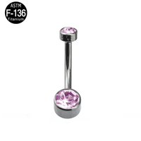 Bijou de piercing au nombril en titane 14g à filetage interne avec double bijou