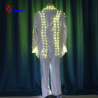 Costume de gentleman lumineux à LED blanches pour homme, idéal pour DJ, boîte de nuit, scène, danse, rave, festival de musique, fête, événement, performance