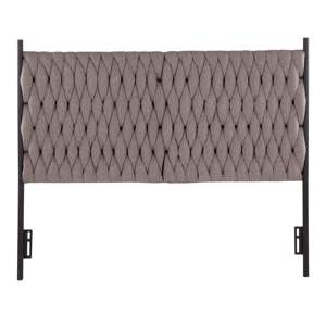 LumiSource Matisse Queen Size Headboard in <b>Black</b> Metal Grey Fabric by DB Braided Minimalist Style Platform <b>Bed</b> <b>Storage</b> Features - Product Image 3