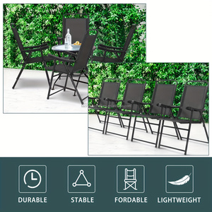 Conjunto de Comedor Plegable para Exteriores, Muebles de Jardín de Metal, Mesa y Sillas con Sombrilla de Playa - Product Image 2