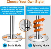 45mm Stripper Pole Dance Pole Base inférieure Hauteur réglable Spinning Dancing Bar