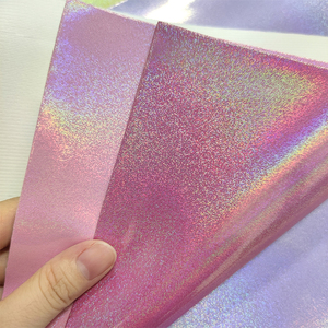 Tissu synthétique irisé à paillettes réfléchissantes au laser arc-en-ciel météore holographique Faux cuir pour sacs personnalisés Textile 0.7mm - Product Image 1