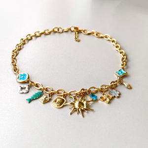 Collier personnalisable multi-breloques en alliage de zinc plaqué or avec chaîne en acier inoxydable – Créez votre propre cadeau tendance pour femme Zoryn Travel - Product Image 6
