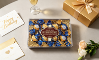 Coffret Cadeau de Chocolats Rectangulaires Transparents de Luxe, Boules de Chocolat Fourrées à la Crème, Individuellement Emballées dans du Papier d'Aluminium Bleu et Doré