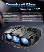 2x 200W Luces LED Blancas y Amarillas para Parrilla de Coche, Proyector LED Triple Ojo IP68, Luz Auxiliar Externa Antiniebla para Vehículos Todoterreno, SUV, Camiones