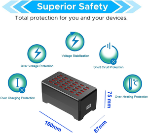 <span class=keywords><strong>Cargador</strong></span> USB de 30 puertos de 150W (30A) Smart Detect Estación de carga PD de 100W con concentrador USB multipuerto para múltiples dispositivos - Product Image 5