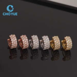 ต่างหูเพชรโมอิสซาไนต์ทรงห่วงแบบ Iced Out ผ่านการทดสอบเพชร เครื่องประดับเงินแท้ 925 VVS สำหรับผู้หญิงและผู้ชาย - Product Image 2