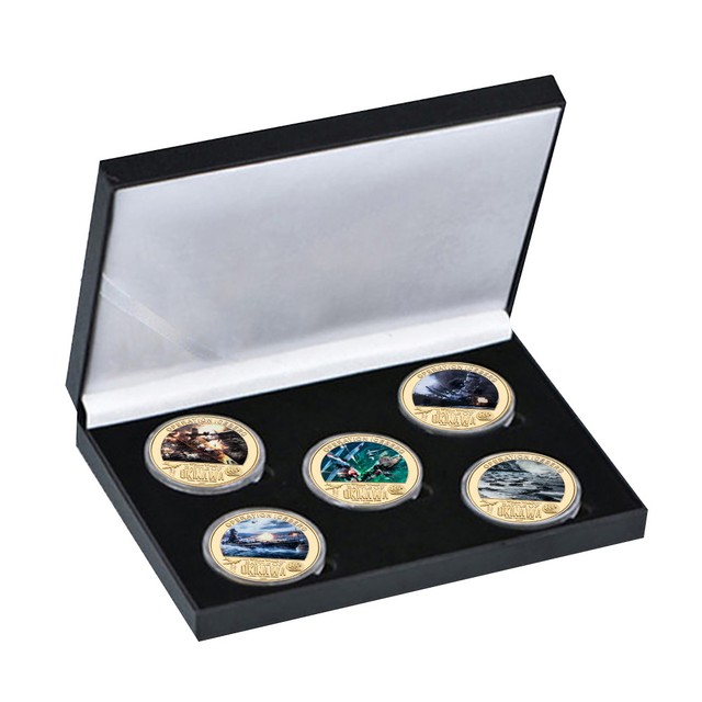 Gold Metal Polished UV Printing Okinawa Island Battle Commemorative Coin Set for Collection