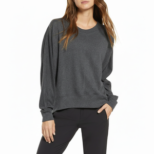 Venta al por mayor de fábrica, sudadera básica de talla grande, logotipo personalizado, algodón, cuello redondo, color sólido en blanco para invierno - Product Image 1